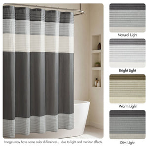 JLA Home Amherst Dupioni Faux Silk Pintuck Shower Curtain with Tailored Panel Design Grey 72 W x 72 L MP70-8817