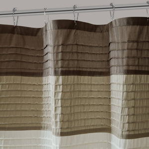 JLA Home Amherst Dupioni Faux Silk Pintuck Shower Curtain with Tailored Panel Design Natural 72 W x 84 L MP70-8821