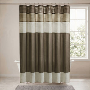 JLA Home Amherst Dupioni Faux Silk Pintuck Shower Curtain with Tailored Panel Design Natural 72 W x 84 L MP70-8821