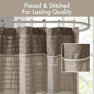 JLA Home Amherst Dupioni Faux Silk Pintuck Shower Curtain with Tailored Panel Design Natural 72 W x 84 L MP70-8821