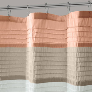 JLA Home Amherst Dupioni Faux Silk Pintuck Shower Curtain with Tailored Panel Design Coral 72 W x 84 L MP70-8822