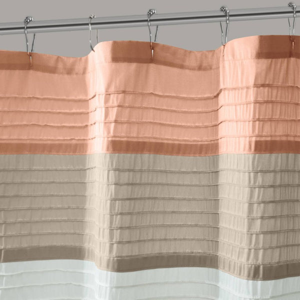 JLA Home Amherst Dupioni Faux Silk Pintuck Shower Curtain with Tailored Panel Design Coral 72 W x 84 L MP70-8822
