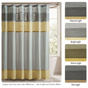 JLA Home Amherst Dupioni Faux Silk Pintuck Shower Curtain with Tailored Panel Design Yellow 72 W x 84 L MP70-8824