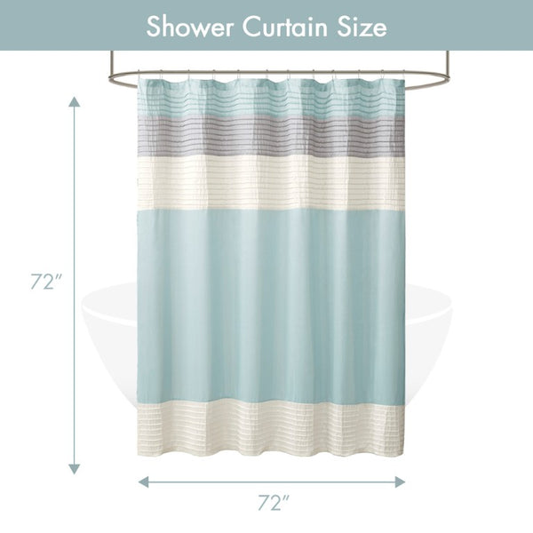 JLA Home Amherst Dupioni Faux Silk Pintuck Shower Curtain with Tailored Panel Design Aqua 72 W x 84 L MP70-8825