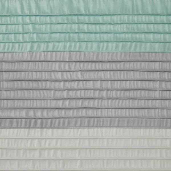 JLA Home Amherst Dupioni Faux Silk Pintuck Shower Curtain with Tailored Panel Design Aqua 72 W x 84 L MP70-8825