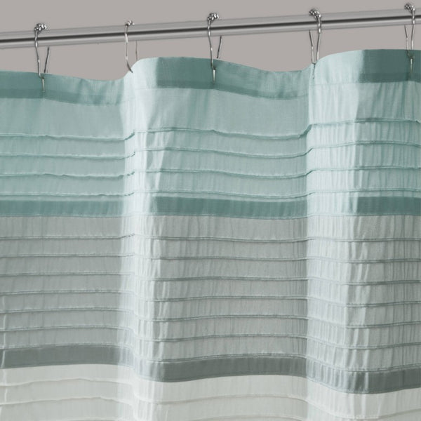 JLA Home Amherst Dupioni Faux Silk Pintuck Shower Curtain with Tailored Panel Design Aqua 72 W x 84 L MP70-8825