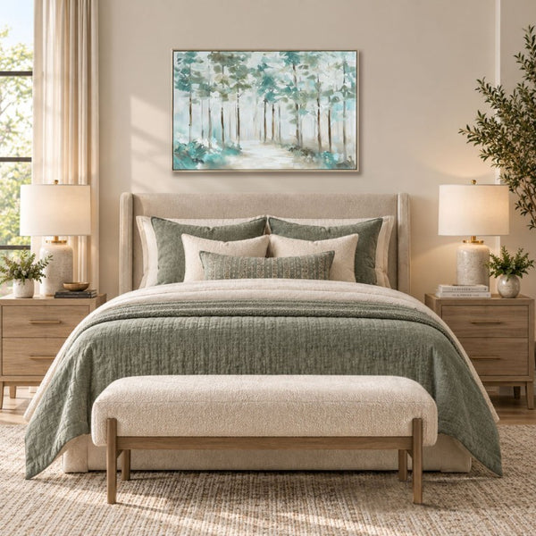 JLA Home Woodland Forest Hand Embellished Framed Canvas Wall Art for Living Room Decor MP95C-0369
