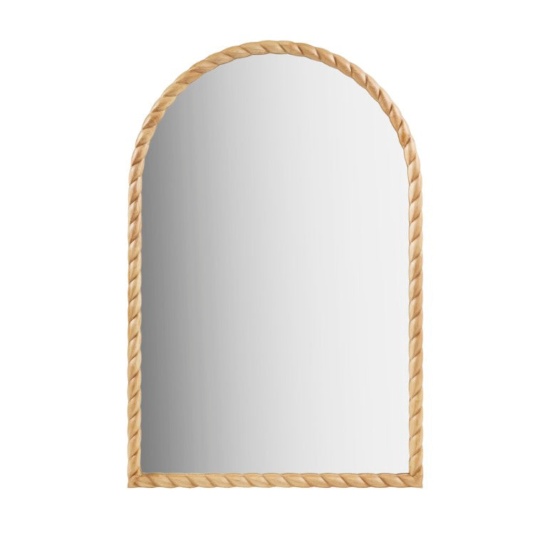 JLA Home Montra Hand-Braided Rubberwood Arched Wall Mirror Bohemian Entryway Accent Natural MP95F-0367