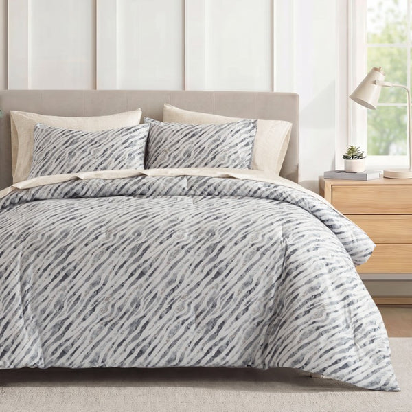 JLA Home Nixon Abstract Marble Stripe Polyester Comforter Set with Shams for Modern Bedrooms MPE10-1215
