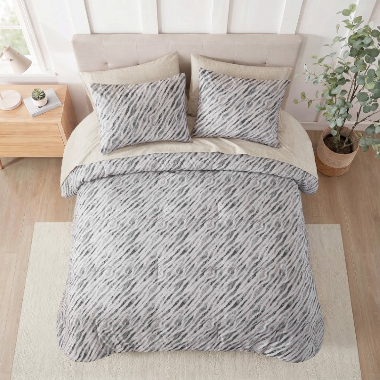 JLA Home Nixon Abstract Marble Stripe Polyester Comforter Set with Shams for Modern Bedrooms MPE10-1215