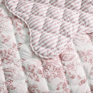 JLA Home Adele Floral Microfiber Quilt Set with Scalloped Edges and Diamond Stitching Pattern Pink 92 W x 104 L MPE13-1218