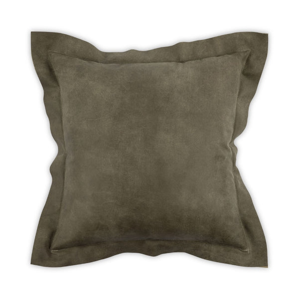 Moss Home Marshall Luxurious Hand-sanded Leather Pillow With Zipper Closure For Elegant Home Décor Accents Cordoba Army Green Hand,Sanded Natural Leather,Matte Finish Mpil-marcorarm-2222
