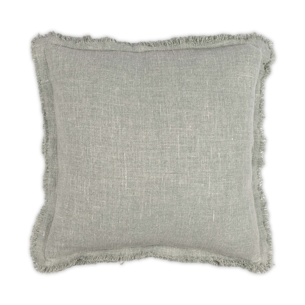 Moss Home Maya - Luxurious 100% Linen Pillow With Frayed Edges, Zipper Closure, Custom Made For You! Sage 100% Linen Mpil-maycalsag-2222