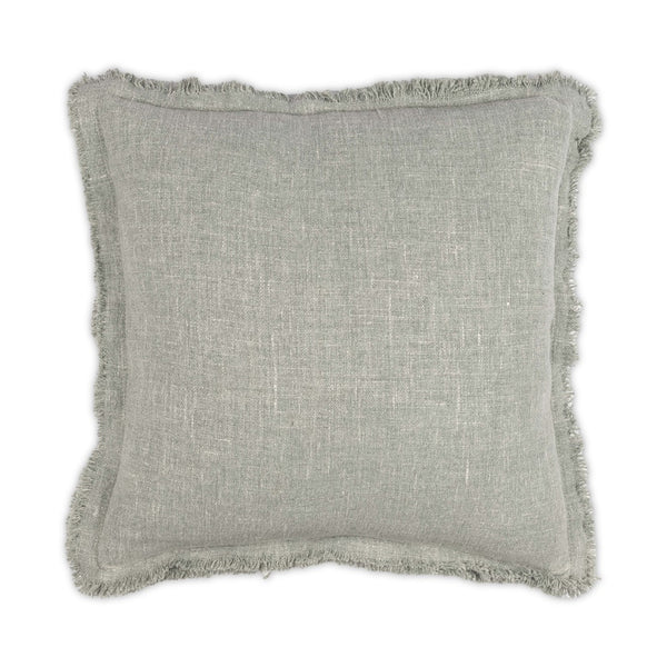 Moss Home Maya - Luxurious 100% Linen Pillow With Frayed Edges, Zipper Closure, Custom Made For You! Moss 100% Linen Mpil-maycalmos-2222