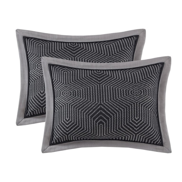 JLA Home Shades of Serenity 8 Piece Jacquard Woven Geometric Comforter Set for Bedroom Luxury 92 W x 96 L MPS10-0007