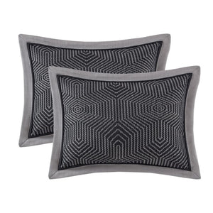 JLA Home Shades of Serenity 8 Piece Jacquard Woven Geometric Comforter Set for Bedroom Luxury 110 W x 96 L MPS10-0008