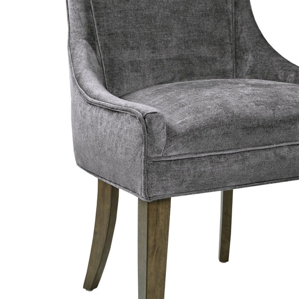 JLA Home Ultra Boucle Upholstered Dining Side Chair Set with Tailored Piping and Wood Legs Dark Gray MPS108-0156