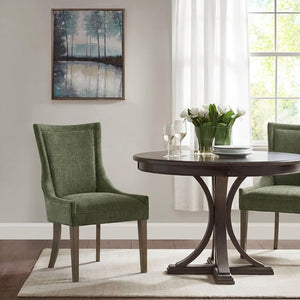 JLA Home Ultra Boucle Upholstered Dining Side Chair Set with Tailored Piping and Wood Legs Green MPS108-0347