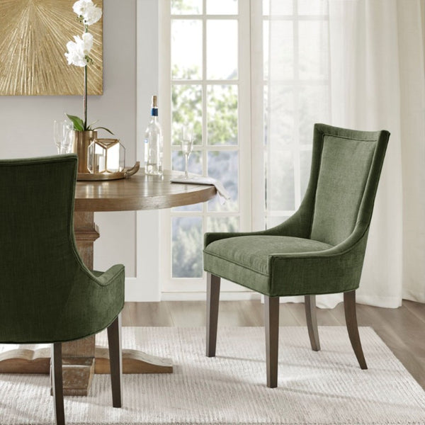 JLA Home Ultra Boucle Upholstered Dining Side Chair Set with Tailored Piping and Wood Legs Green MPS108-0347