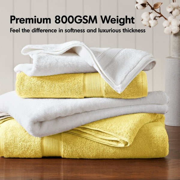 JLA Home 800Gsm Long-Staple Cotton Bath Towel Set Spa Weight Absorbency for Daily Luxury Marigold Yellow MPS73-0005