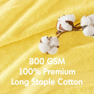 JLA Home 800Gsm Long-Staple Cotton Bath Towel Set Spa Weight Absorbency for Daily Luxury Marigold Yellow MPS73-0005