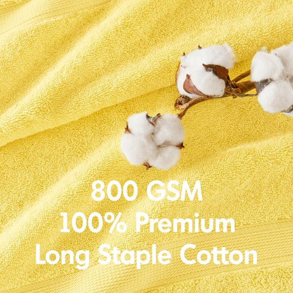 JLA Home 800Gsm Long-Staple Cotton Bath Towel Set Spa Weight Absorbency for Daily Luxury Marigold Yellow MPS73-0005
