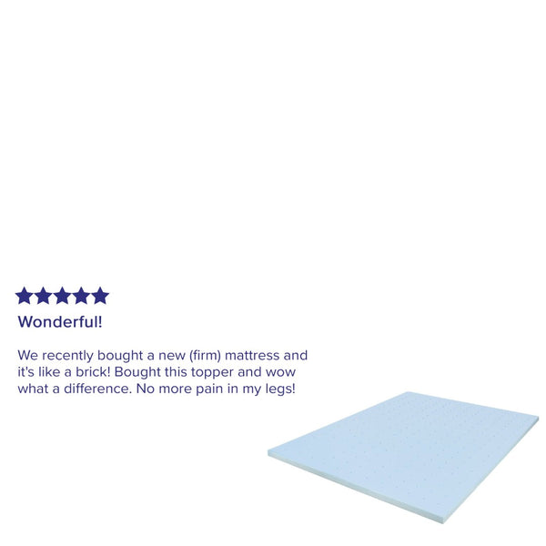 English Elm Capri Comfortable Sleep 2 Inch Cooling Gel Mattress Topper for Refreshing, Restful Sleep Experience Blue Queen MR-M35-2-Q-GG