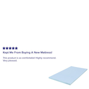 English Elm Capri Comfortable Sleep 2 Inch Cooling Gel Mattress Topper for Refreshing, Restful Sleep Experience Blue Twin MR-M35-2-T-GG