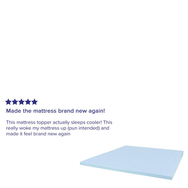 English Elm Capri Comfortable Sleep 3-Inch Cooling Gel Mattress Topper for Ultimate Comfort and Support Blue King MR-M35-3-K-GG