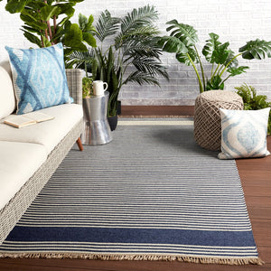 Jaipur Living Morro Bay Strand Mrb03 Handwoven Handmade 100% Polypropylene Lines Stripes Outdoor Rug Blue, Beige 100% Polypropylene Rug150110
