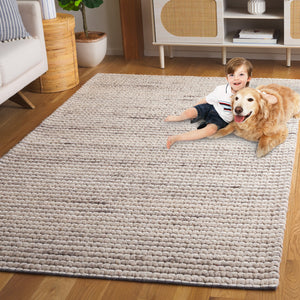 Safavieh Marbella Hand Woven Wool Area Rug - Timeless Elegance With Artisanal Charm For Your Home Decor Silver ,Ivory Wool Mrb205g-6sq