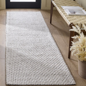 Safavieh Marbella Scandinavian Handwoven Round Rug In Silver Ivory — Low-Profile, Soft Wool Blend Anchor Piece 6'-0" x 6'-0" MRB301G-6R