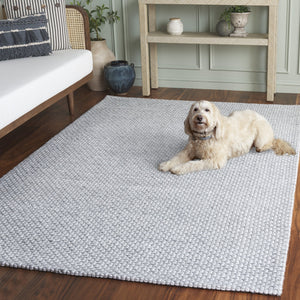 Safavieh Marbella Scandinavian Handwoven Round Rug In Silver Ivory — Low-Profile, Soft Wool Blend Anchor Piece 6'-0" x 6'-0" MRB301G-6R