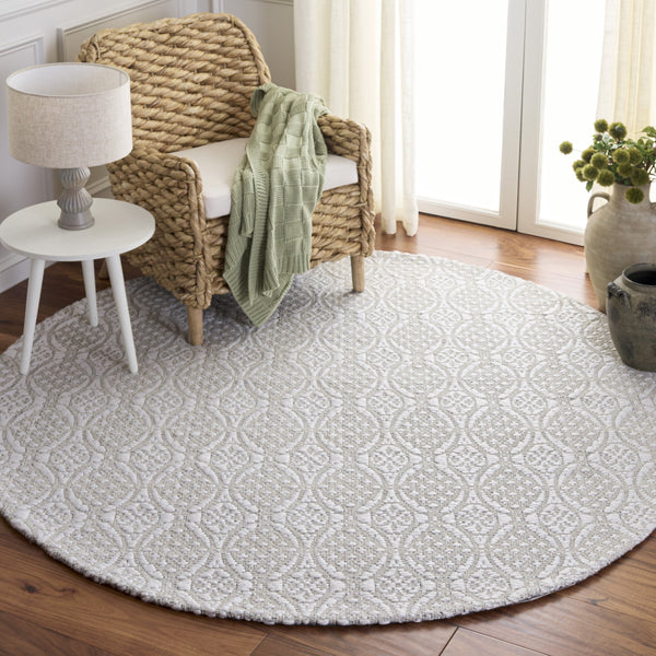 Safavieh Marbella Hand-Woven Round Ivory Rug — Scandinavian Minimalist Low-Profile Pile, Durable Soft Comfort For Living Spaces 6'-0" x 6'-0" MRB331A-6R