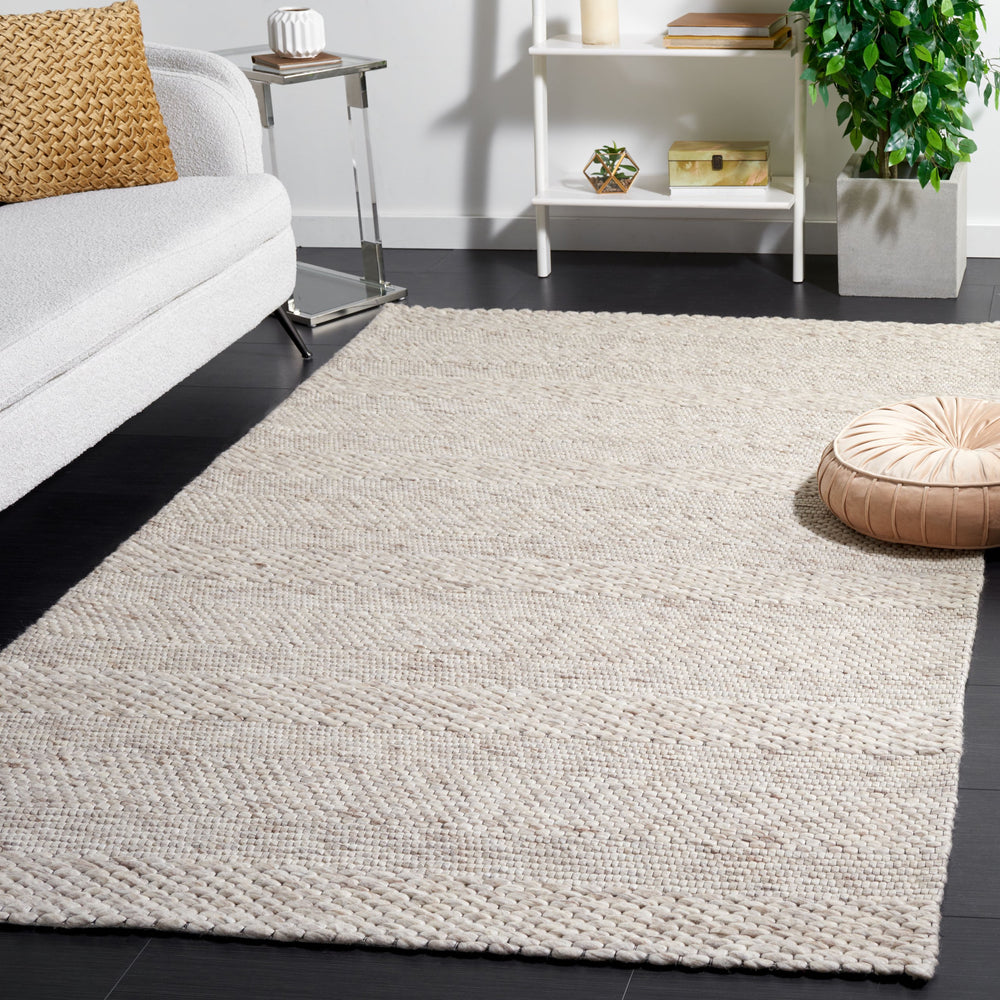 Safavieh Marbella Hand-Loomed Beige Area Rug — Low-Profile Wool Blend With Subtle Texture For Living Rooms 9'-0" x 12'-0" MRB556B-9