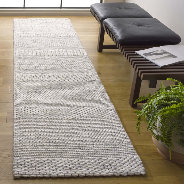 Safavieh Marbella Hand-Loomed Round Rug In Light Grey Ivory — Low-Profile Wool Blend, Coastal Modern Accent 3'-0" x 3'-0" MRB556C-3R