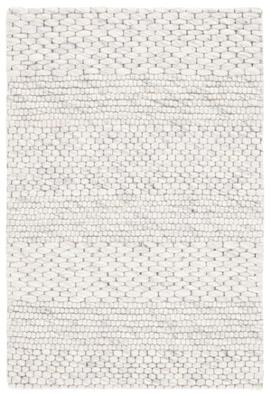 Safavieh Marbella Hand-Loomed Round Rug In Light Grey Ivory — Low-Profile Wool Blend, Coastal Modern Accent 3'-0" x 3'-0" MRB556C-3R
