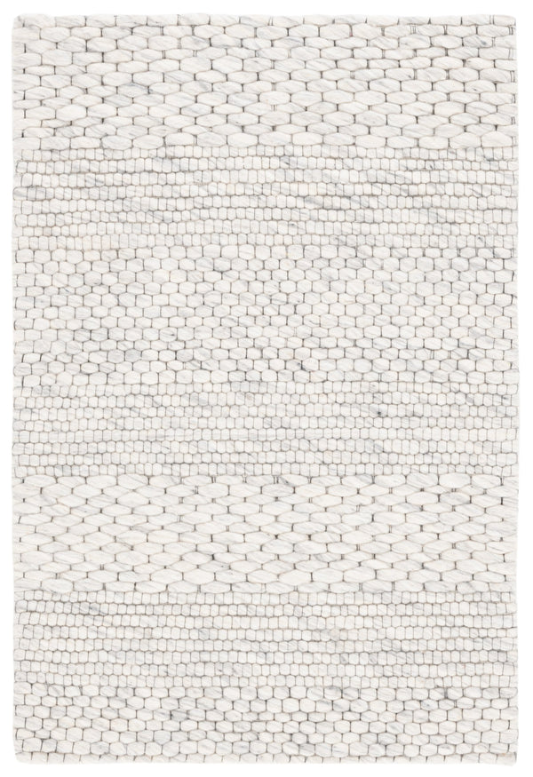 Safavieh Marbella Hand-Loomed Round Rug In Light Grey Ivory — Low-Profile Wool Blend, Coastal Modern Accent 3'-0" x 3'-0" MRB556C-3R