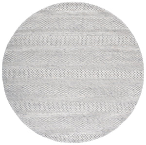 Safavieh Marbella Hand-Loomed Round Rug In Light Grey Ivory — Low-Profile Wool Blend, Coastal Modern Accent 3'-0" x 3'-0" MRB556C-3R