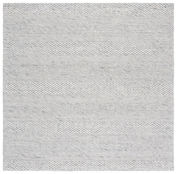 Safavieh Marbella Hand-Loomed Round Rug In Light Grey Ivory — Low-Profile Wool Blend, Coastal Modern Accent 3'-0" x 3'-0" MRB556C-3R