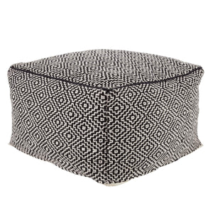 Jaipur Living Jaipur Living Loranca Handwoven Trellis Pouf Indoor Outdoor Polyester Cuboid Seat Black POF100494
