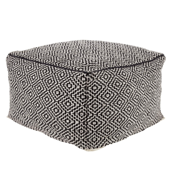 Jaipur Living Jaipur Living Loranca Handwoven Trellis Pouf Indoor Outdoor Polyester Cuboid Seat Black POF100494