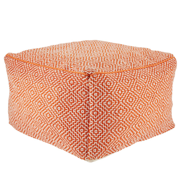Jaipur Living Jaipur Living Loranca Handwoven Trellis Pouf Indoor Outdoor Polyester Cuboid Seat Orange POF100495