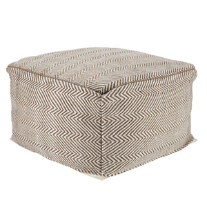 Jaipur Living Jaipur Living Handwoven Chevron Pouf Taupe Cuboid Seat for Indoor Outdoor Use POF100497