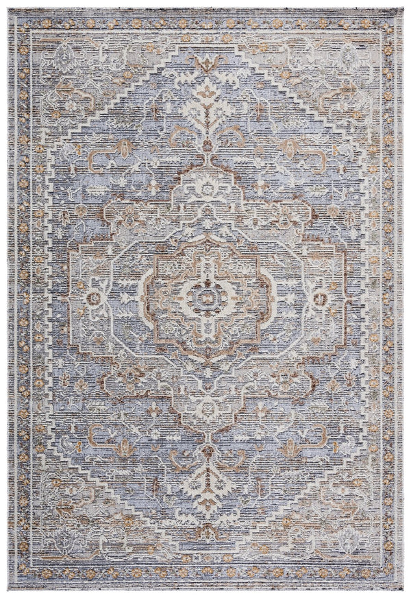 Safavieh Miranda Square Transitional Medallion Rug In Beige & Grey Ivory — Low 1/8" Pile, Durable Power-Loomed Turkish Craftsmanship 6'-6" x 6'-6" MRD300B-7SQ