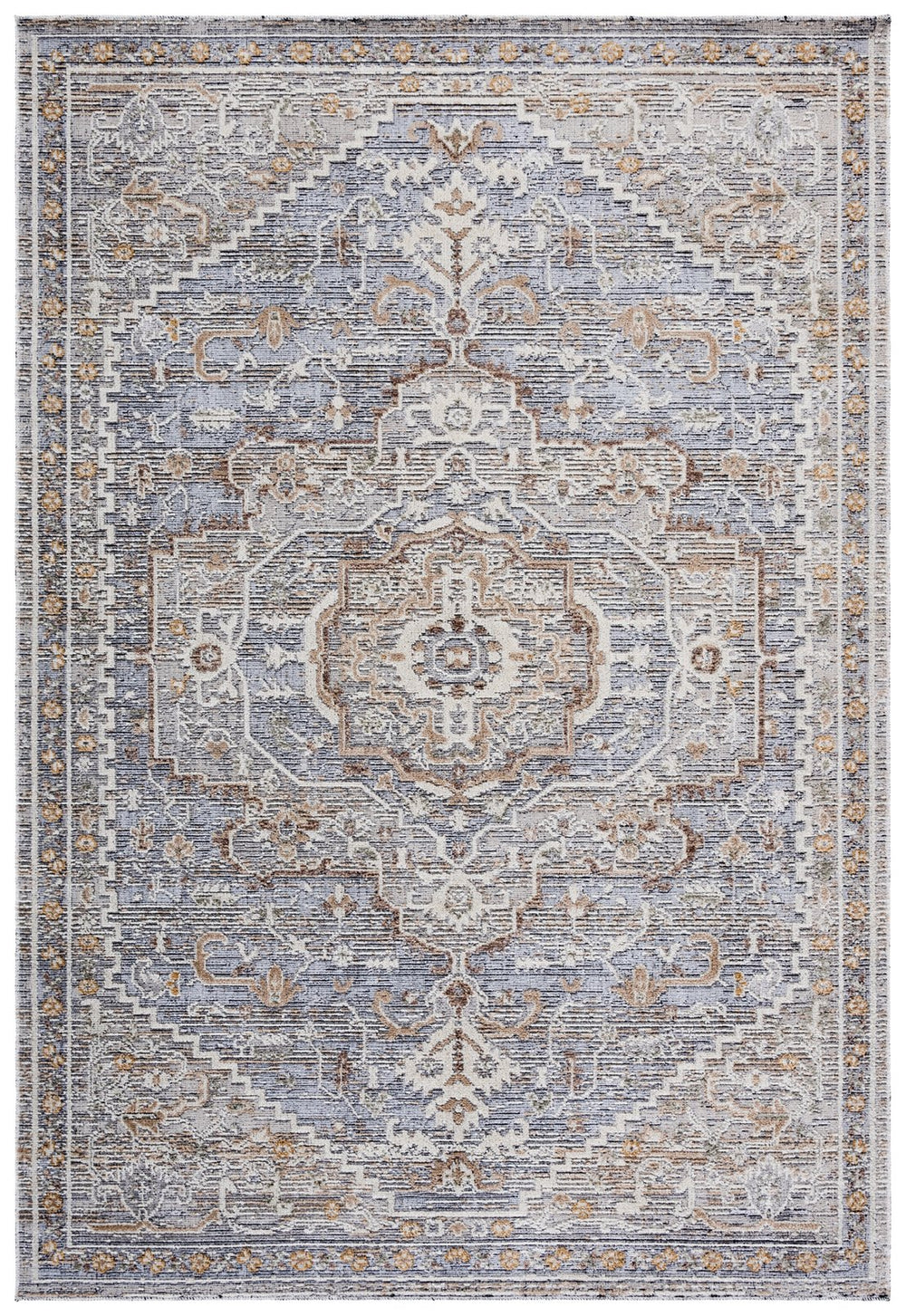 Safavieh Miranda Round Area Rug Beige Grey-Ivory Medallion Power-Loomed In Turkey Low-Profile Durable Elegance 6'-6" x 6'-6" MRD300B-7R
