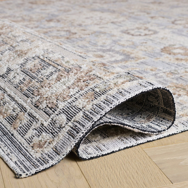 Safavieh Miranda Elegant Grey Ivory Beige Area Rug — Low-Profile Turkish Power-Loomed Floral Design, Durable Softness 4'-0" x 6'-0" MRD302F-4