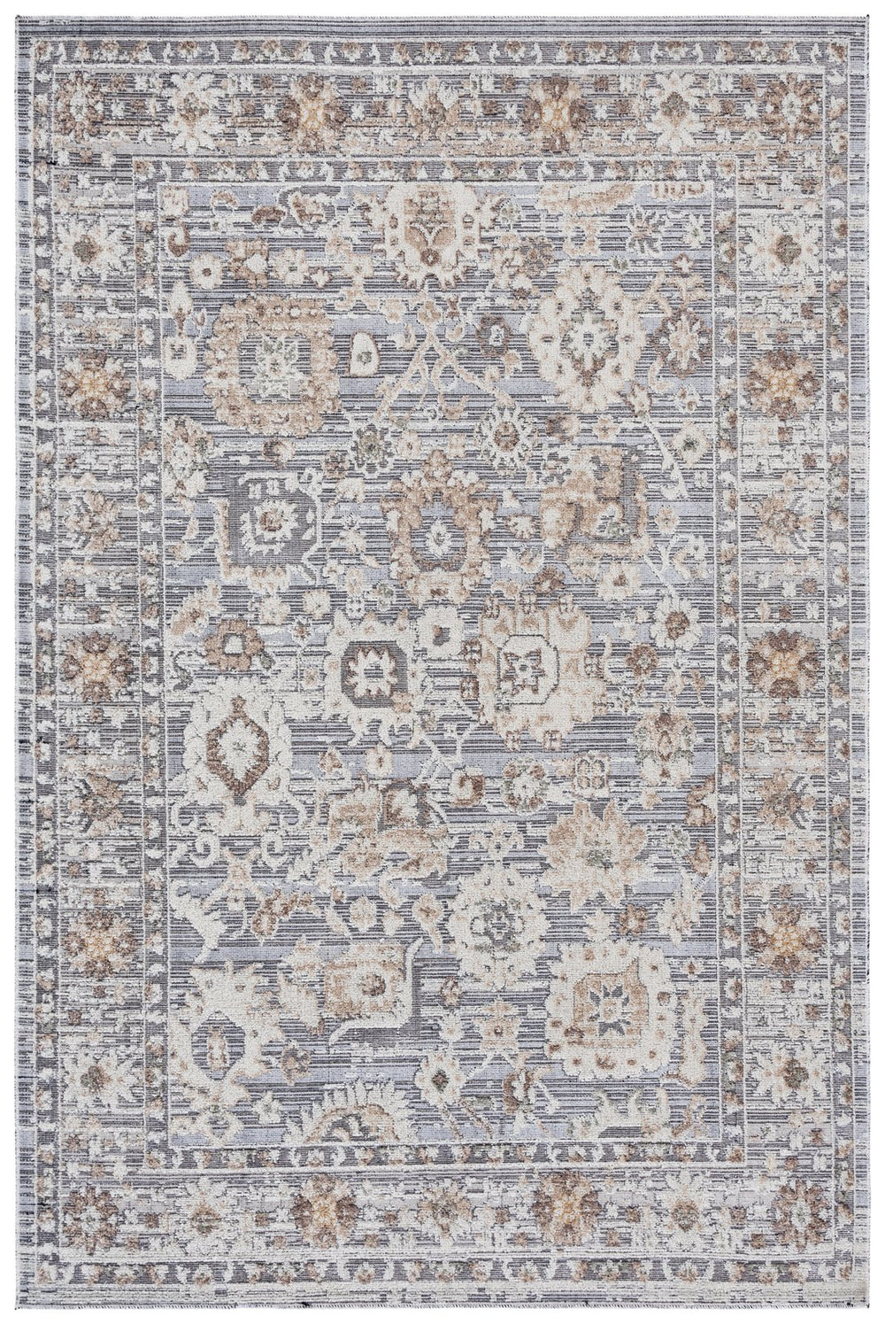Safavieh Miranda Low-Profile Grey Ivory Transitional Floral Rug — Power-Loomed Turkey, Durable Soft Texture 5'-0" x 8'-0" MRD302F-5
