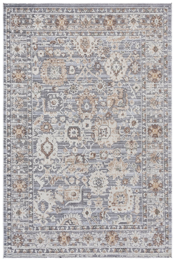 Safavieh Miranda Elegant Grey Ivory Beige Area Rug — Low-Profile Turkish Power-Loomed Floral Design, Durable Softness 4'-0" x 6'-0" MRD302F-4