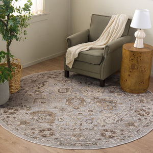 Safavieh Miranda Elegant Grey Ivory Beige Area Rug — Low-Profile Turkish Power-Loomed Floral Design, Durable Softness 4'-0" x 6'-0" MRD302F-4